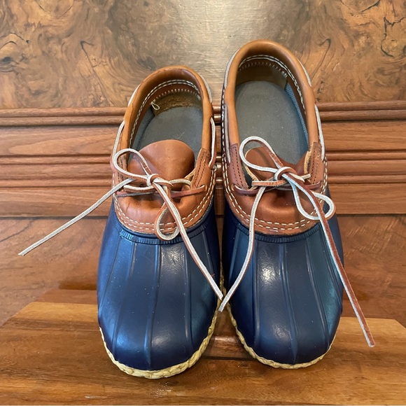 LL Bean Boot Women’s Classic Blue & Tan Rain Snow Boot Low Cut - Picture 10 of 17